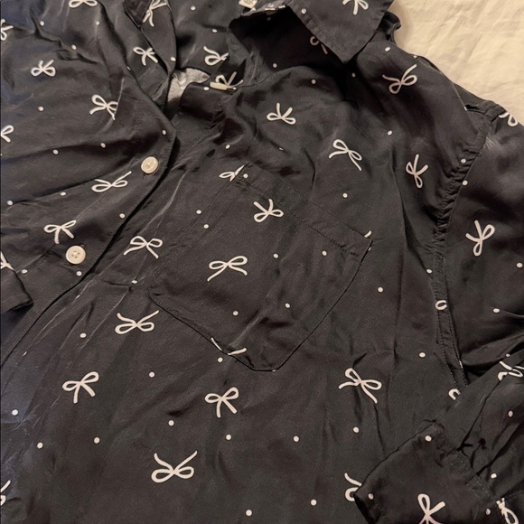 Aerie Black Pajama set with White Bow Design - Picture 5 of 9